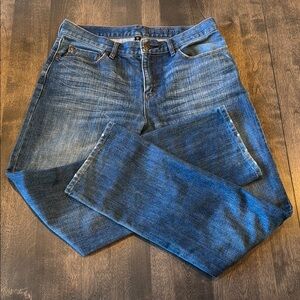 Gap Premium Straight Blue Denim Jeans Men's 31 32 Distressed Whiskering No Holes